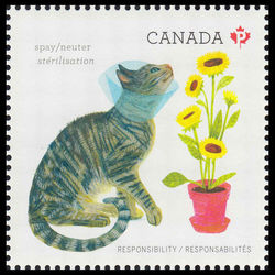 canada stamp 2829a cat in head cone 2015