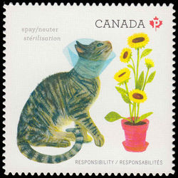 canada stamp 2830 cat in head cone 2015