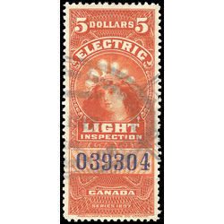 canada revenue stamp fe16 electric light inspection 5 1900