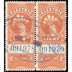 canada revenue stamp fe14b electric light inspection 1900