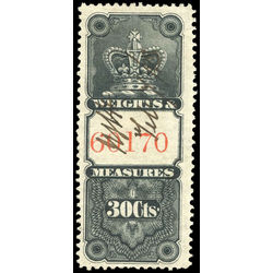 canada revenue stamp fwm19 crown weights and measures 30 1878