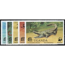 uganda stamp 176 180 wolrd wildlife fund 1977