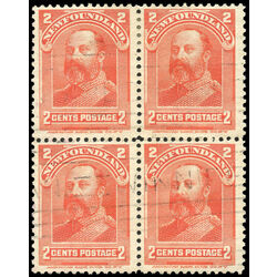 newfoundland stamp 82 king edward vii 2 1898 u f vf block 002