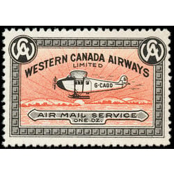 canada stamp cl air mail semi official cl40b western canada airways service 10 1927