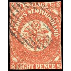 newfoundland stamp 8 pence first issue 8d 1857 U F 016