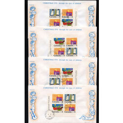 unique collection of 16 first day covers all four corner blocs with inscription of each issue of the 1970 christmas school children stamps