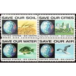 us stamp 1413a anti pollution issue block of 4 24 1970