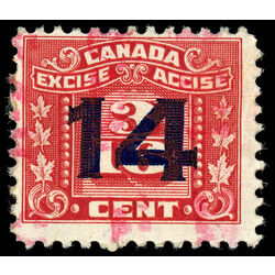 canada revenue stamp fx113 overprints on three leaf excise tax 1934