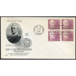 canada stamp 410 sir casimir czowski 5 1963 FDC BLOCK