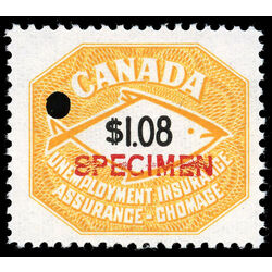 canada revenue stamp fu90s unemployment insurance stamps specimen 1 08 1960