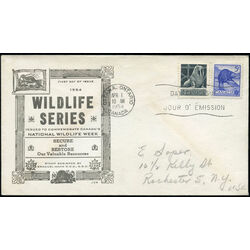 canada stamp 335 6 fdc wildlife 1954