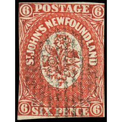 newfoundland stamp 6 1857 first pence issue 6d 1857 U VG F 002