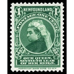 newfoundland stamp 61i queen victoria 1 1897 M XFNH 001