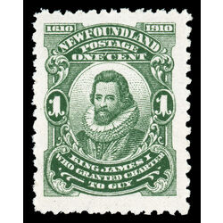 newfoundland stamp 87xvi king james i 1 1910 M F VFNH 001