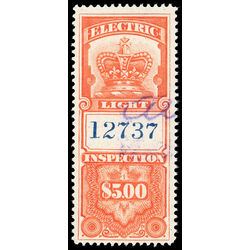 canada revenue stamp fe06 electric light inspection 5 1895