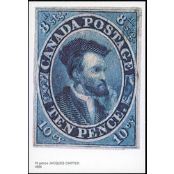 canada postal card 1pm 3s 10 pence jacques cartier 1854