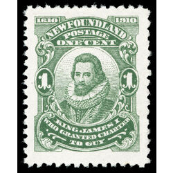 newfoundland stamp 87xiv king james i 1 1910 M VFNH 007