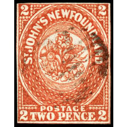 newfoundland stamp 2 pence first issue 2d 1857 U F 001