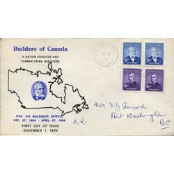 canada stamp 349 50 fdc prime ministers 1954