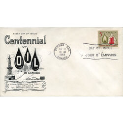 canada stamp 381 oil lamp and refinery 5 1958 FDC 006