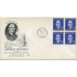 canada stamp 393 arthur meighen 5 1961 FDC BLOCK 007