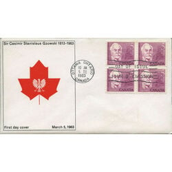 canada stamp 410 sir casimir czowski 5 1963 FDC BLOCK 010