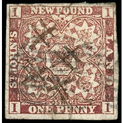 newfoundland stamp 1 pence first issue 1d 1857 U VF 023