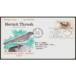 canada stamp 498 hermit thrush 25 1969 FDC 004