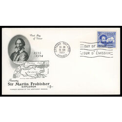 canada stamp 412 sir martin frobisher 5 1963 FDC