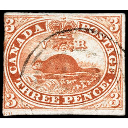 canada stamp 4 beaver 3d 1852 U F VF 140