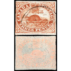 canada stamp 4 beaver 3d 1852 U F VF 140