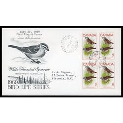 canada stamp 496 white throated sparrow 6 1969 FDC UR 011