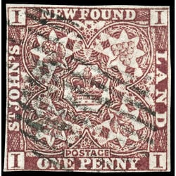 newfoundland stamp 1 pence first issue 1d 1857 U F VF 027