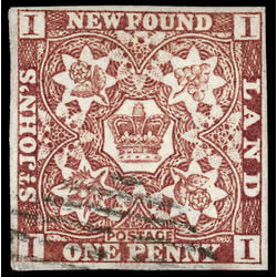 newfoundland stamp 1 pence first issue 1d 1857 U VF 028