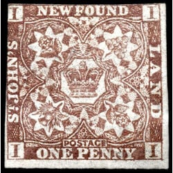 newfoundland stamp 1 pence first issue 1d 1857 M FNG 029