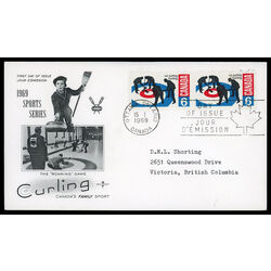 canada stamp 490 curlers on rink 6 1969 FDC 010