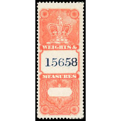 canada revenue stamp fwm33 weights and measures crown 1880