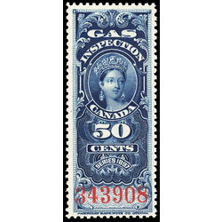 canada revenue stamp fg19 victoria gas inspection 50 1897