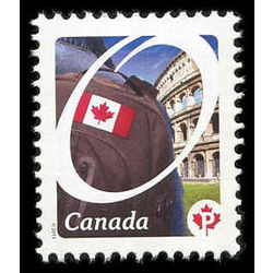 canada stamp 2418e flag on backpack 2011