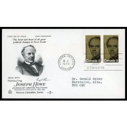 canada stamp 616 joseph howe 8 1973 FDC PC 013