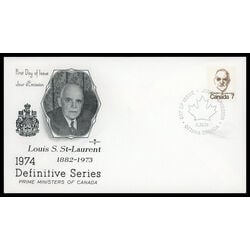 canada stamp 592 louis st laurent 7 1974 FDC PC 008