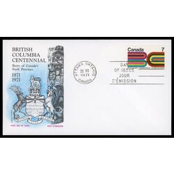 canada stamp 552 british columbia centennial 7 1971 FDC PC 012