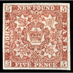 newfoundland stamp 19a pence third issue 5d 1861 M VFNG 004